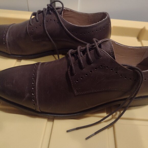 Mens Express brown leather dress shoes size 8.5m in good condition - Picture 9 of 9